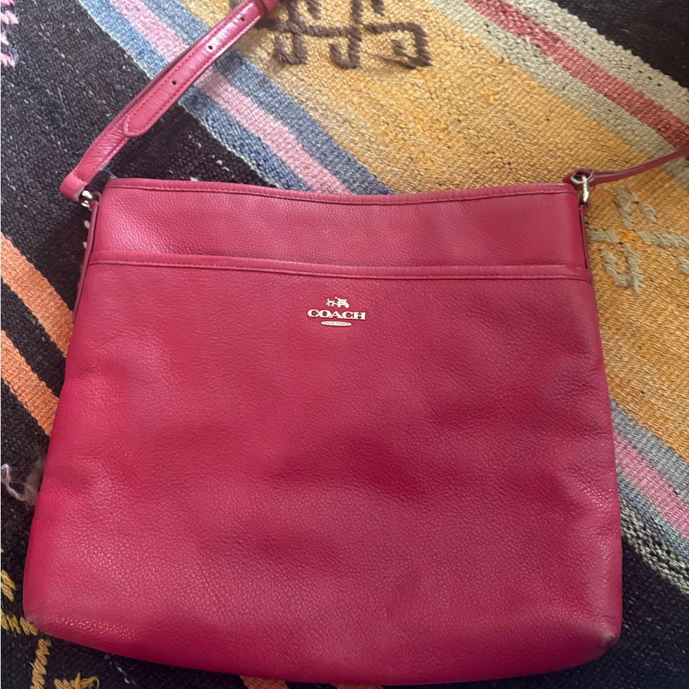 Coach Deep Red Leather Shoulder Bag